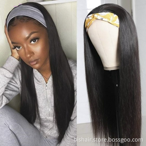 Headband human hair wigs for black women Peruvian straight hair headband wig,curly women ponytail headband wigs human hair